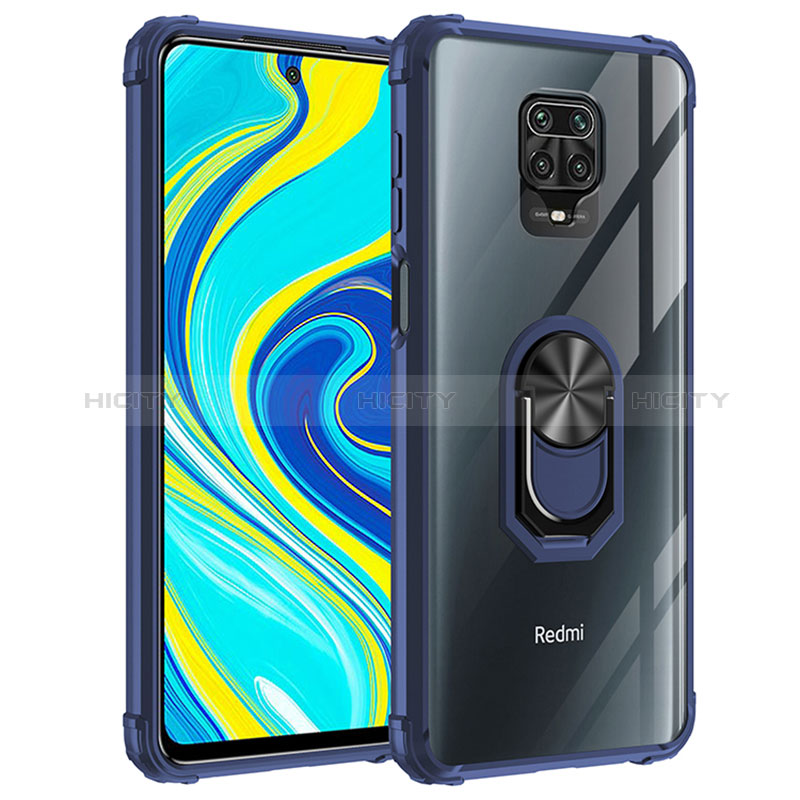 Funda Bumper Silicona y Plastico Mate Carcasa con Magnetico Anillo de dedo Soporte MQ2 para Xiaomi Redmi Note 9 Pro