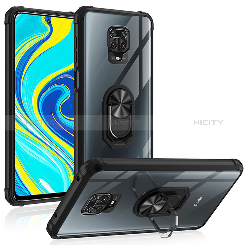 Funda Bumper Silicona y Plastico Mate Carcasa con Magnetico Anillo de dedo Soporte MQ2 para Xiaomi Redmi Note 9 Pro Max