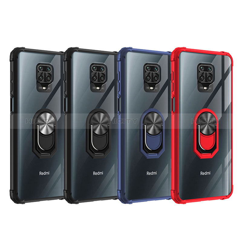 Funda Bumper Silicona y Plastico Mate Carcasa con Magnetico Anillo de dedo Soporte MQ2 para Xiaomi Redmi Note 9 Pro Max