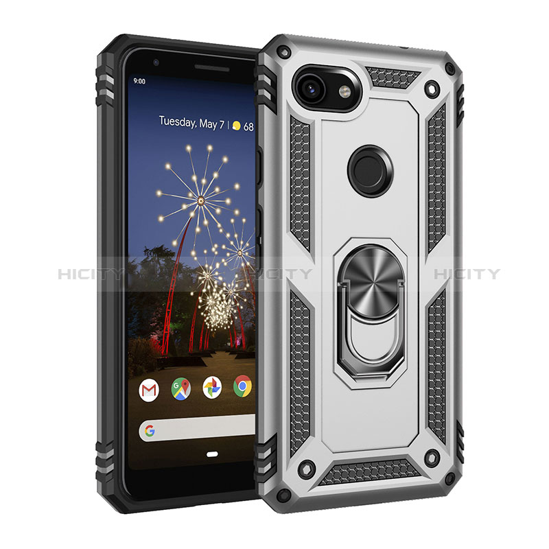 Funda Bumper Silicona y Plastico Mate Carcasa con Magnetico Anillo de dedo Soporte MQ3 para Google Pixel 3a XL