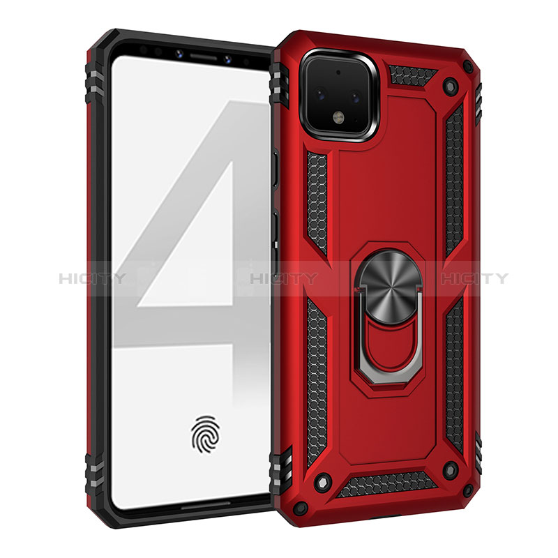 Funda Bumper Silicona y Plastico Mate Carcasa con Magnetico Anillo de dedo Soporte MQ3 para Google Pixel 4