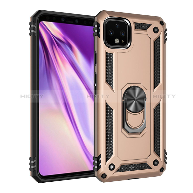 Funda Bumper Silicona y Plastico Mate Carcasa con Magnetico Anillo de dedo Soporte MQ3 para Google Pixel 4 XL