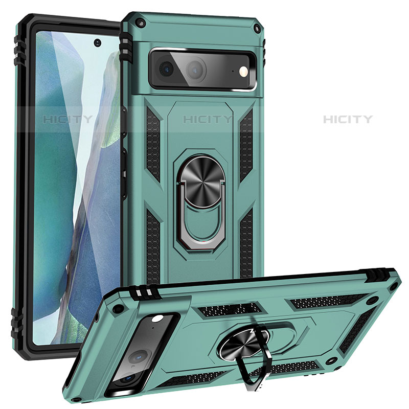 Funda Bumper Silicona y Plastico Mate Carcasa con Magnetico Anillo de dedo Soporte MQ3 para Google Pixel 7 5G