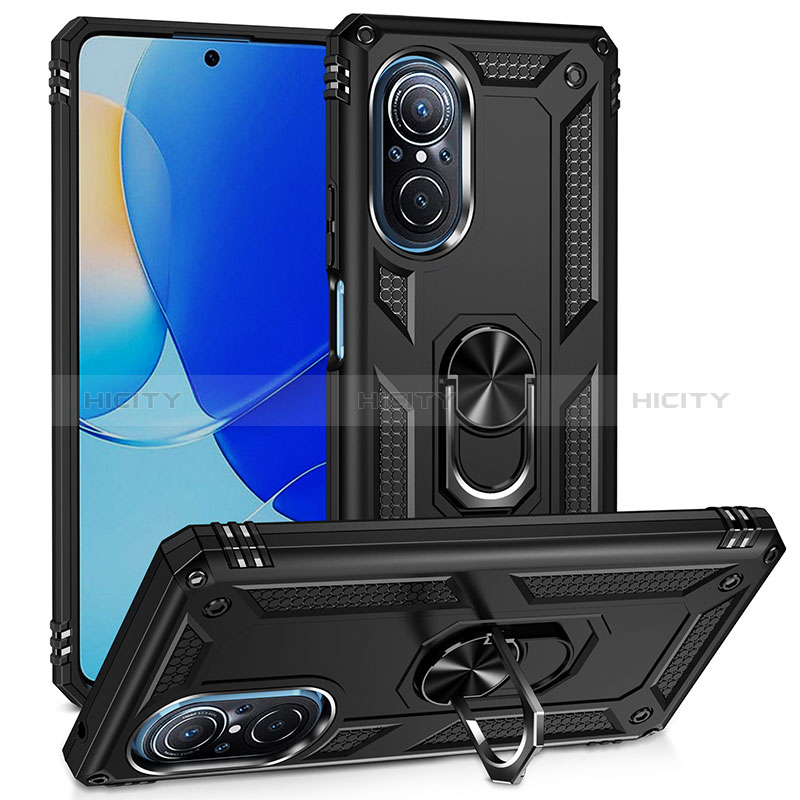 Funda Bumper Silicona y Plastico Mate Carcasa con Magnetico Anillo de dedo Soporte MQ3 para Huawei Honor 50 SE 5G