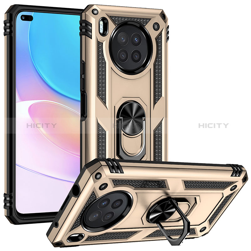 Funda Bumper Silicona y Plastico Mate Carcasa con Magnetico Anillo de dedo Soporte MQ3 para Huawei Nova 8i Oro