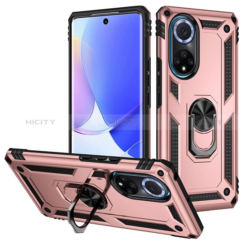 Funda Bumper Silicona y Plastico Mate Carcasa con Magnetico Anillo de dedo Soporte MQ3 para Huawei Nova 9