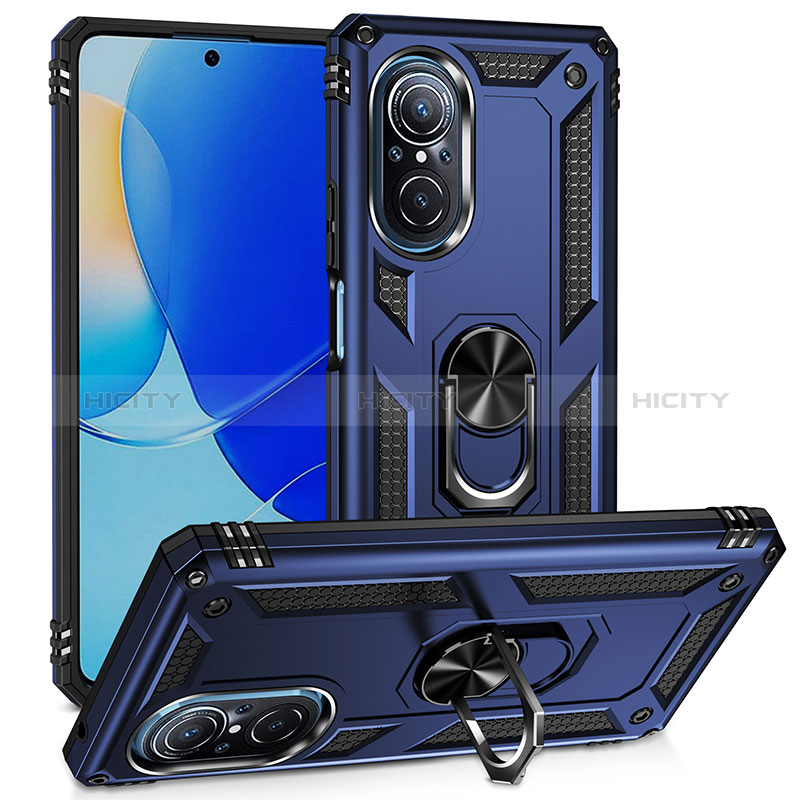 Funda Bumper Silicona y Plastico Mate Carcasa con Magnetico Anillo de dedo Soporte MQ3 para Huawei Nova 9 SE