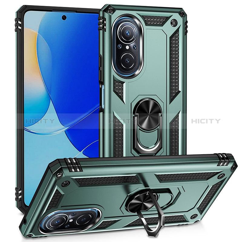 Funda Bumper Silicona y Plastico Mate Carcasa con Magnetico Anillo de dedo Soporte MQ3 para Huawei Nova 9 SE