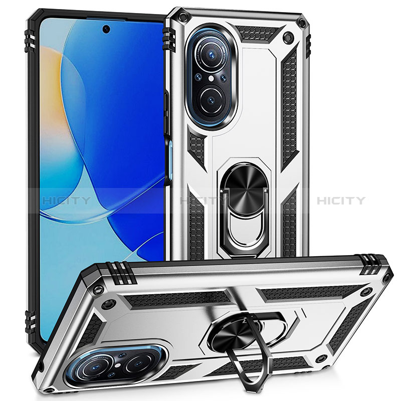 Funda Bumper Silicona y Plastico Mate Carcasa con Magnetico Anillo de dedo Soporte MQ3 para Huawei Nova 9 SE