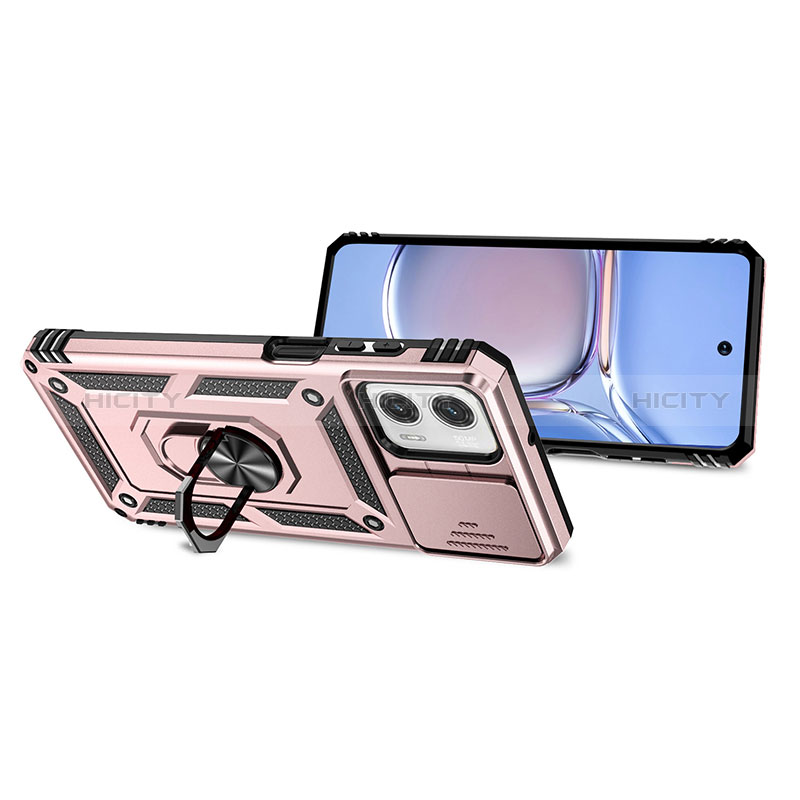 Funda Bumper Silicona y Plastico Mate Carcasa con Magnetico Anillo de dedo Soporte MQ3 para Motorola Moto G 5G (2023)