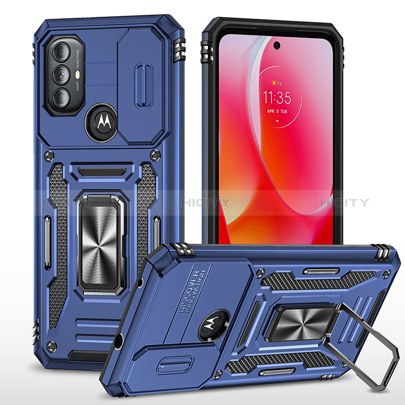 Funda Bumper Silicona y Plastico Mate Carcasa con Magnetico Anillo de dedo Soporte MQ3 para Motorola Moto G Play (2023)