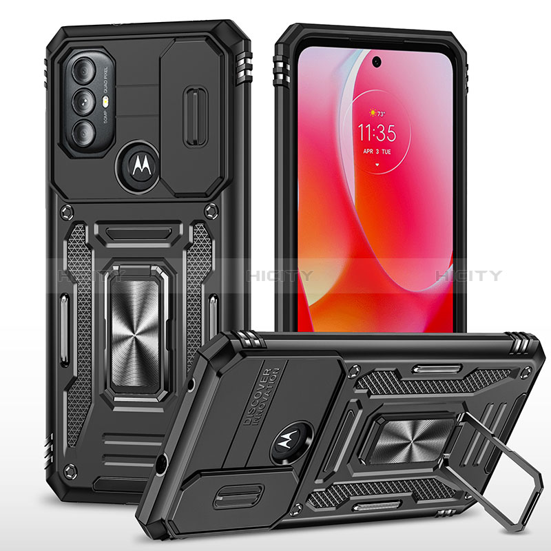 Funda Bumper Silicona y Plastico Mate Carcasa con Magnetico Anillo de dedo Soporte MQ3 para Motorola Moto G Play (2023)