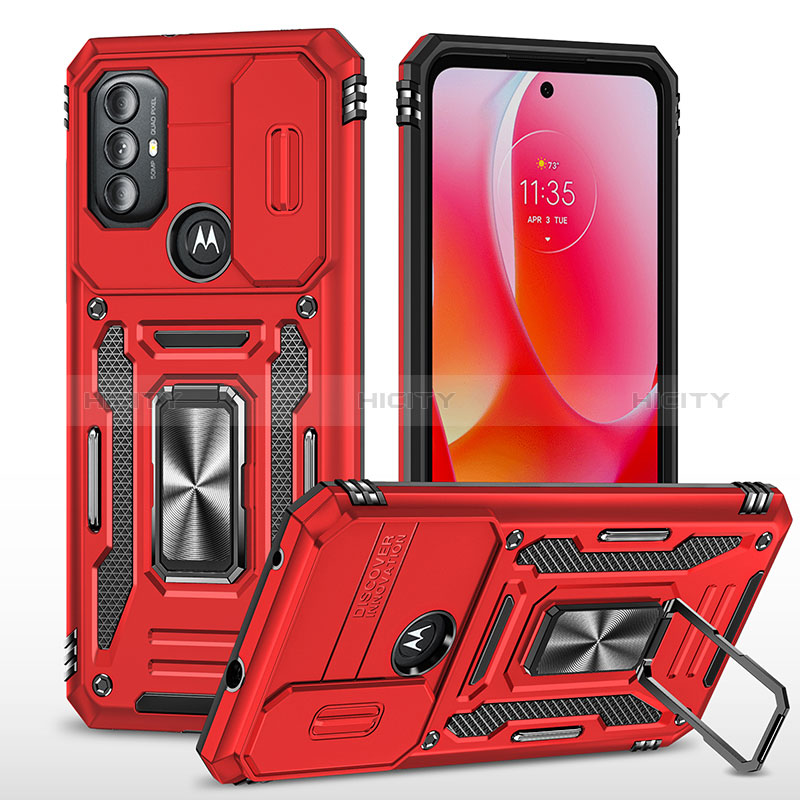 Funda Bumper Silicona y Plastico Mate Carcasa con Magnetico Anillo de dedo Soporte MQ3 para Motorola Moto G Play (2023)