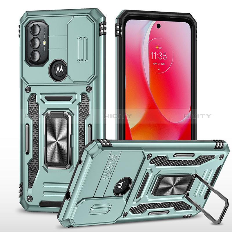 Funda Bumper Silicona y Plastico Mate Carcasa con Magnetico Anillo de dedo Soporte MQ3 para Motorola Moto G Play (2023)