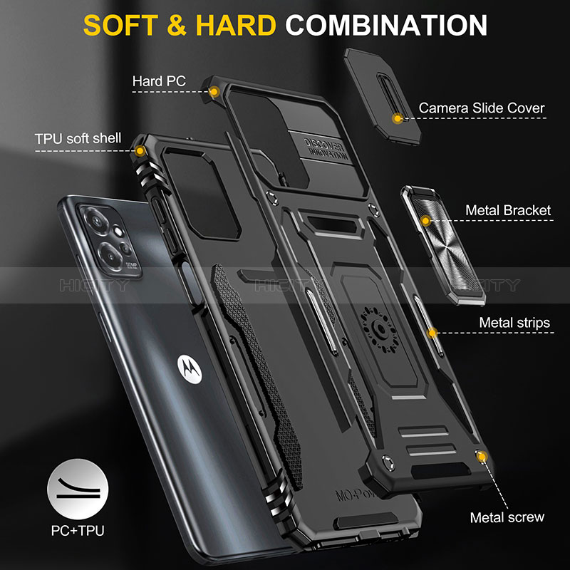 Funda Bumper Silicona y Plastico Mate Carcasa con Magnetico Anillo de dedo Soporte MQ3 para Motorola Moto G Power 5G (2023)