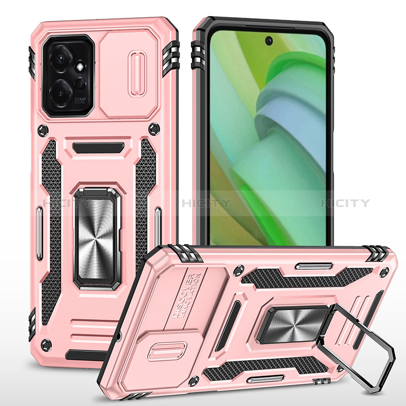 Funda Bumper Silicona y Plastico Mate Carcasa con Magnetico Anillo de dedo Soporte MQ3 para Motorola Moto G Power 5G (2023)