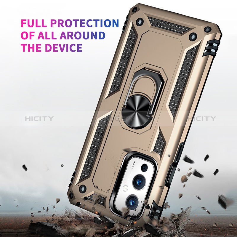 Funda Bumper Silicona y Plastico Mate Carcasa con Magnetico Anillo de dedo Soporte MQ3 para OnePlus 9 5G