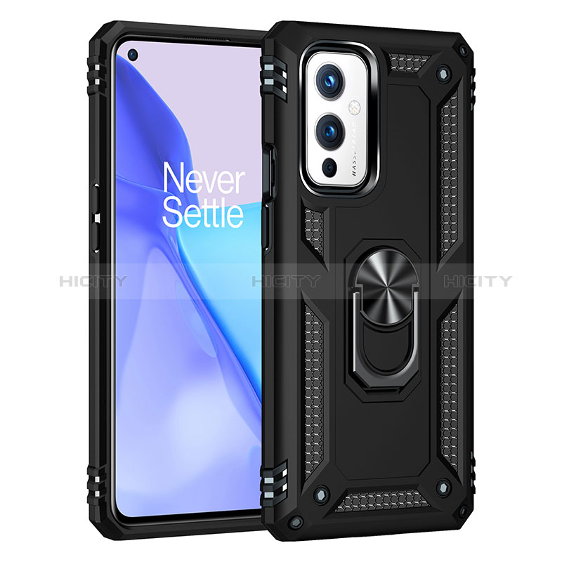 Funda Bumper Silicona y Plastico Mate Carcasa con Magnetico Anillo de dedo Soporte MQ3 para OnePlus 9 5G