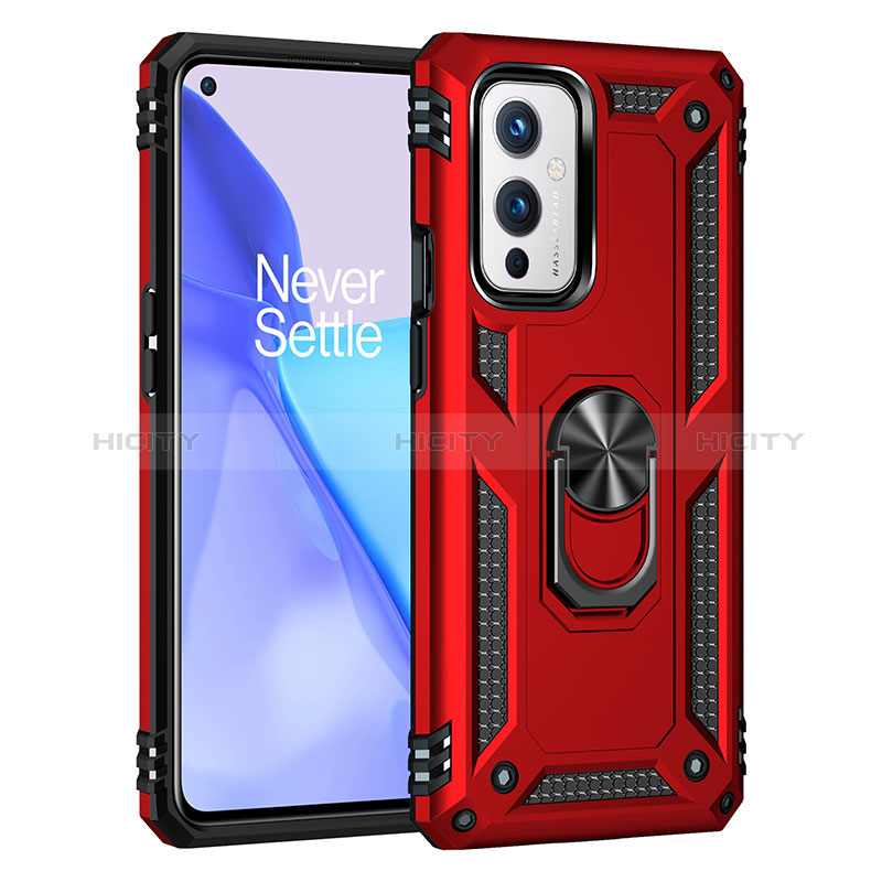 Funda Bumper Silicona y Plastico Mate Carcasa con Magnetico Anillo de dedo Soporte MQ3 para OnePlus 9 5G