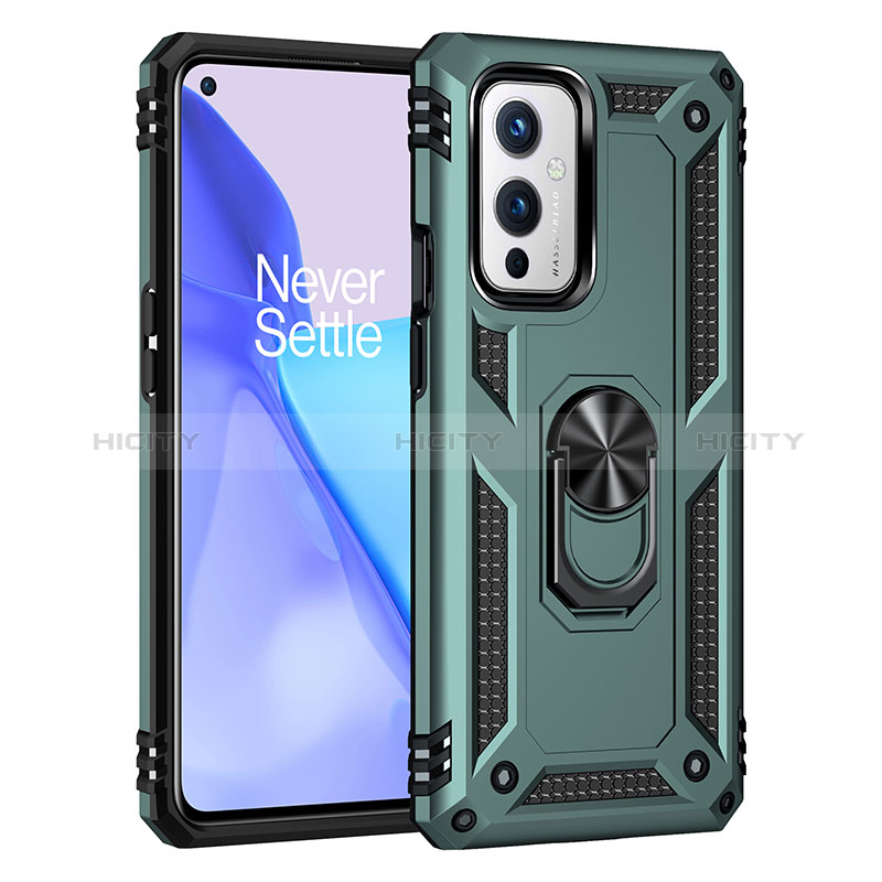 Funda Bumper Silicona y Plastico Mate Carcasa con Magnetico Anillo de dedo Soporte MQ3 para OnePlus 9 5G