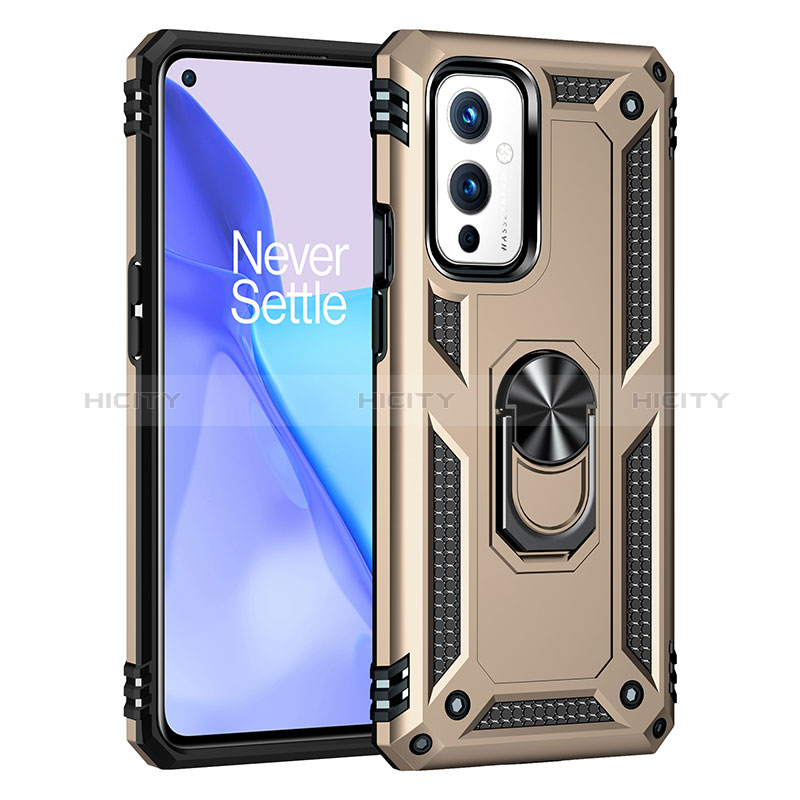 Funda Bumper Silicona y Plastico Mate Carcasa con Magnetico Anillo de dedo Soporte MQ3 para OnePlus 9 5G