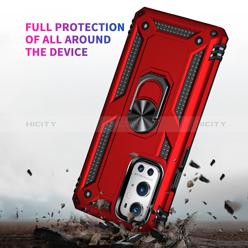 Funda Bumper Silicona y Plastico Mate Carcasa con Magnetico Anillo de dedo Soporte MQ3 para OnePlus 9 Pro 5G