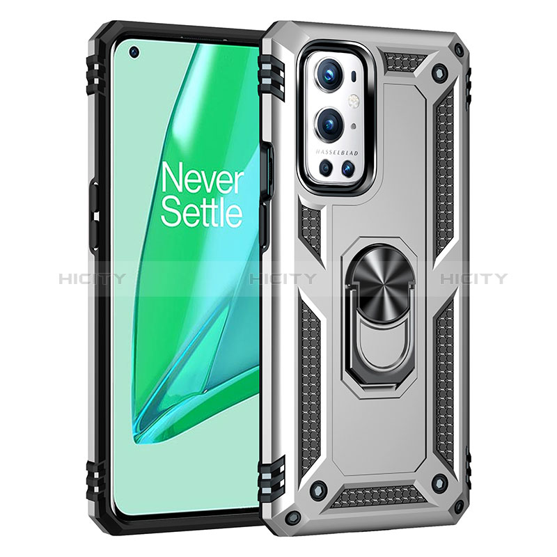 Funda Bumper Silicona y Plastico Mate Carcasa con Magnetico Anillo de dedo Soporte MQ3 para OnePlus 9 Pro 5G