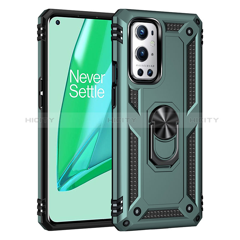 Funda Bumper Silicona y Plastico Mate Carcasa con Magnetico Anillo de dedo Soporte MQ3 para OnePlus 9 Pro 5G