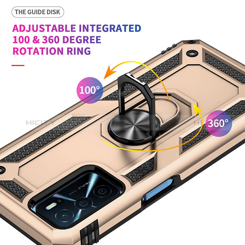 Funda Bumper Silicona y Plastico Mate Carcasa con Magnetico Anillo de dedo Soporte MQ3 para Oppo A16