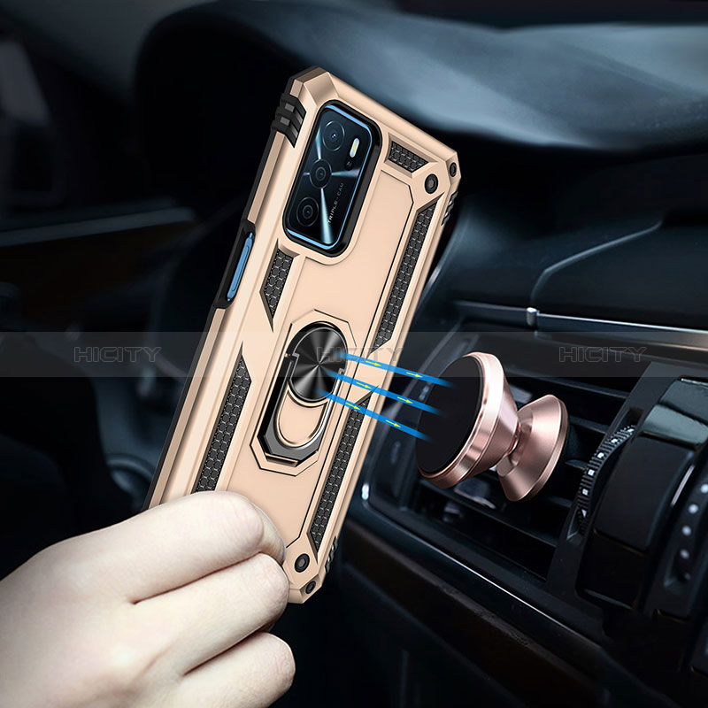 Funda Bumper Silicona y Plastico Mate Carcasa con Magnetico Anillo de dedo Soporte MQ3 para Oppo A16