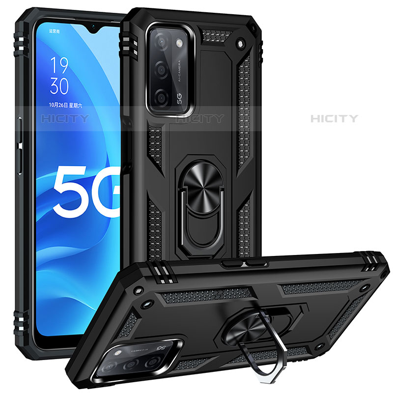 Funda Bumper Silicona y Plastico Mate Carcasa con Magnetico Anillo de dedo Soporte MQ3 para Oppo A53s 5G