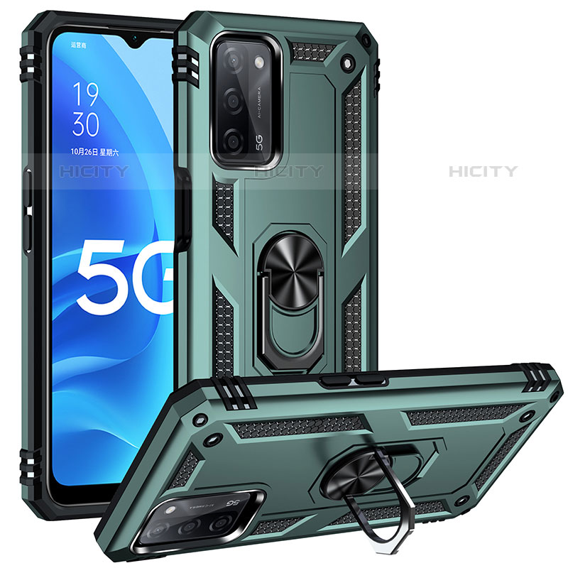 Funda Bumper Silicona y Plastico Mate Carcasa con Magnetico Anillo de dedo Soporte MQ3 para Oppo A53s 5G