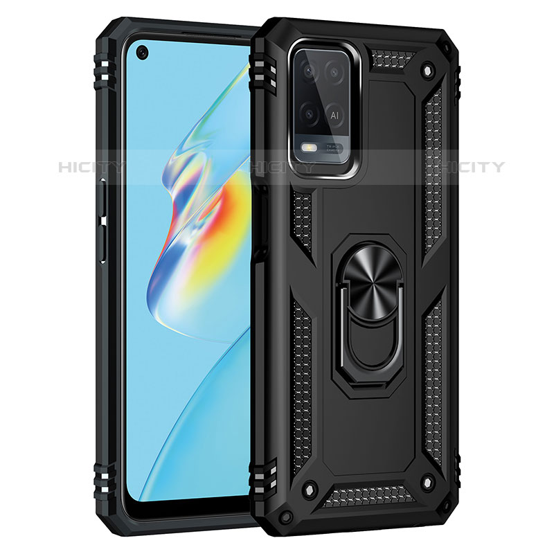 Funda Bumper Silicona y Plastico Mate Carcasa con Magnetico Anillo de dedo Soporte MQ3 para Oppo A54 4G