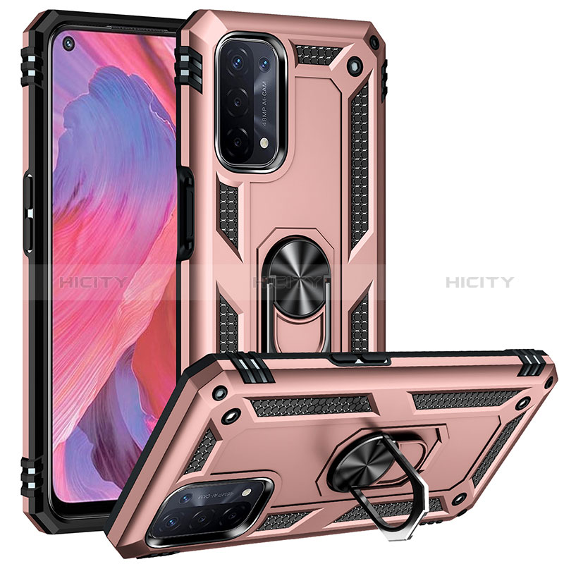 Funda Bumper Silicona y Plastico Mate Carcasa con Magnetico Anillo de dedo Soporte MQ3 para Oppo A54 5G