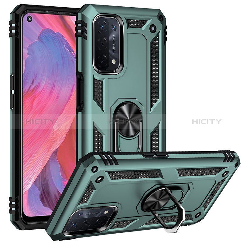 Funda Bumper Silicona y Plastico Mate Carcasa con Magnetico Anillo de dedo Soporte MQ3 para Oppo A54 5G