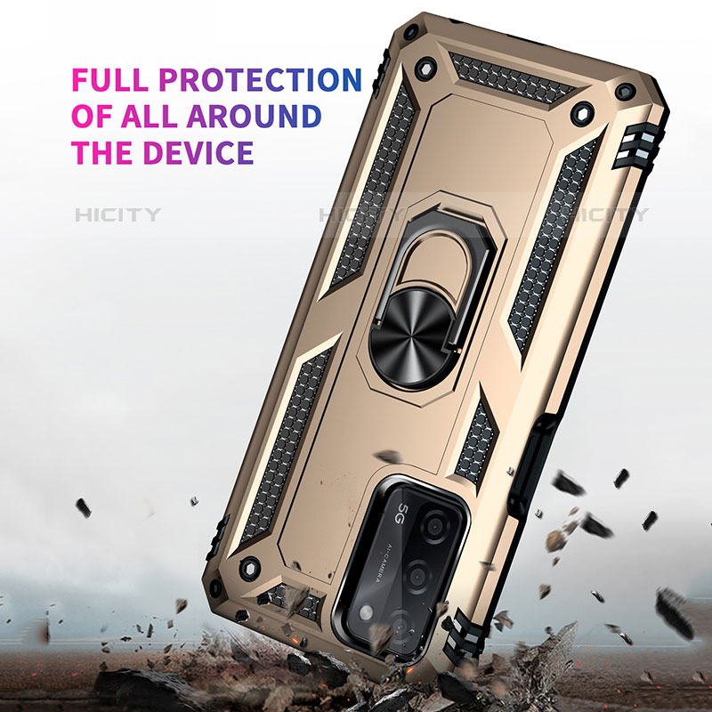 Funda Bumper Silicona y Plastico Mate Carcasa con Magnetico Anillo de dedo Soporte MQ3 para Oppo A55 5G