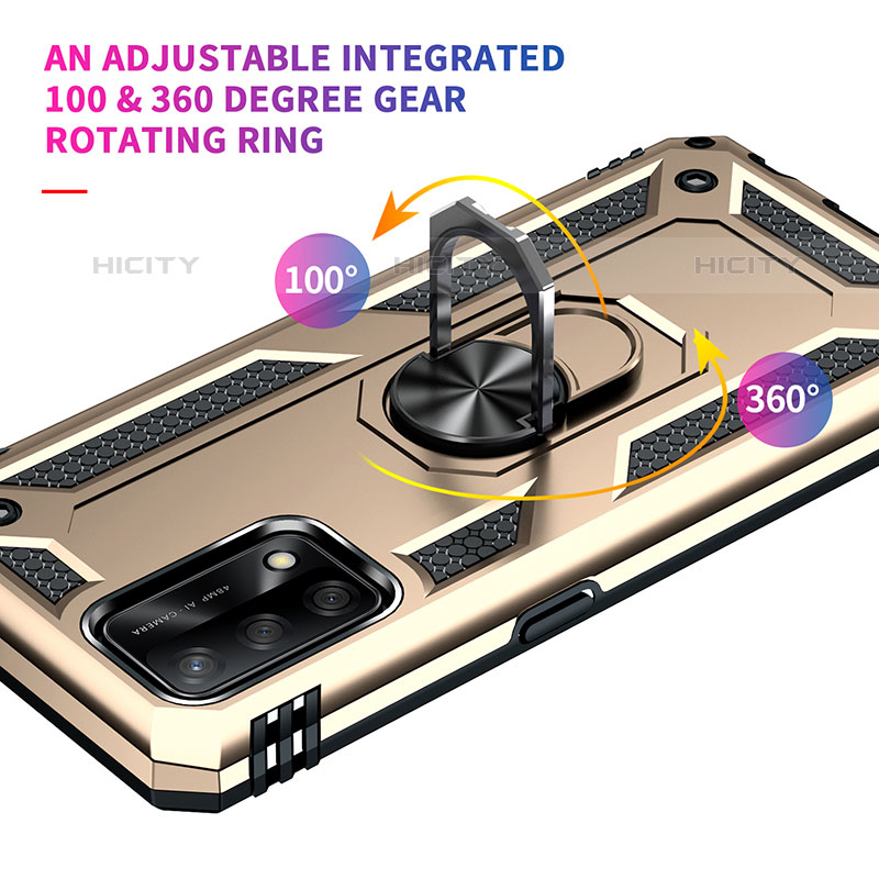 Funda Bumper Silicona y Plastico Mate Carcasa con Magnetico Anillo de dedo Soporte MQ3 para Oppo A74 4G