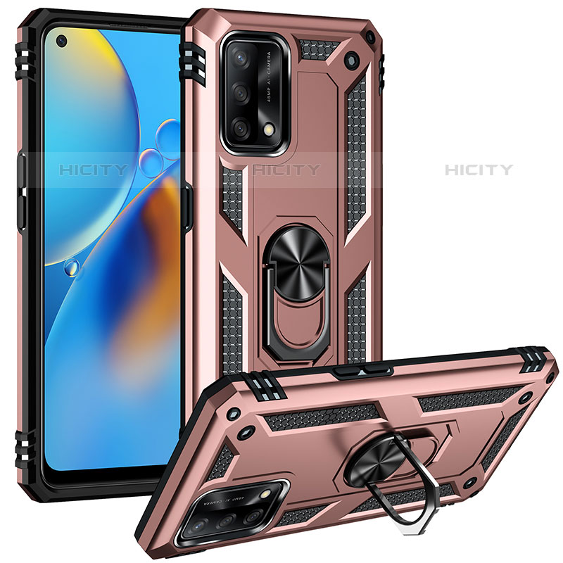 Funda Bumper Silicona y Plastico Mate Carcasa con Magnetico Anillo de dedo Soporte MQ3 para Oppo A74 4G