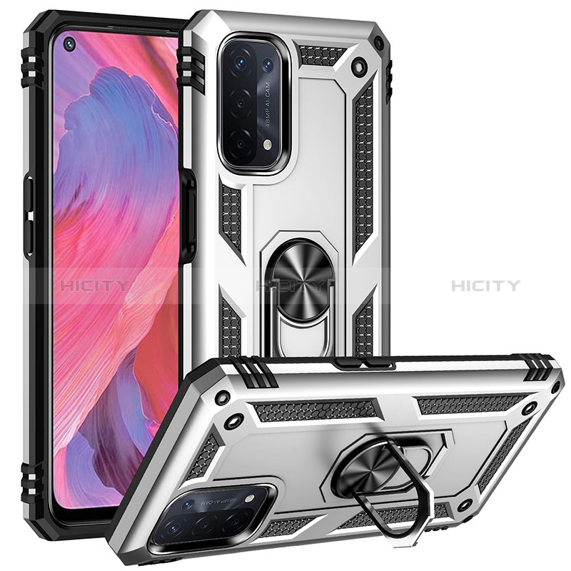 Funda Bumper Silicona y Plastico Mate Carcasa con Magnetico Anillo de dedo Soporte MQ3 para Oppo A74 5G