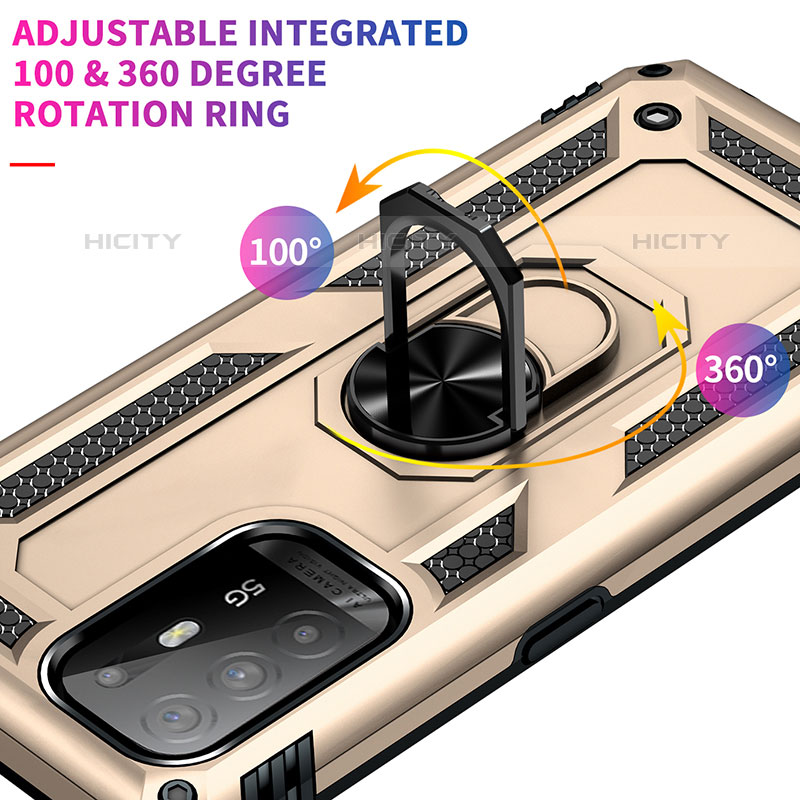 Funda Bumper Silicona y Plastico Mate Carcasa con Magnetico Anillo de dedo Soporte MQ3 para Oppo A95 5G