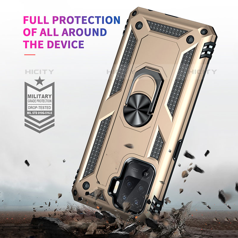 Funda Bumper Silicona y Plastico Mate Carcasa con Magnetico Anillo de dedo Soporte MQ3 para Oppo Reno5 F