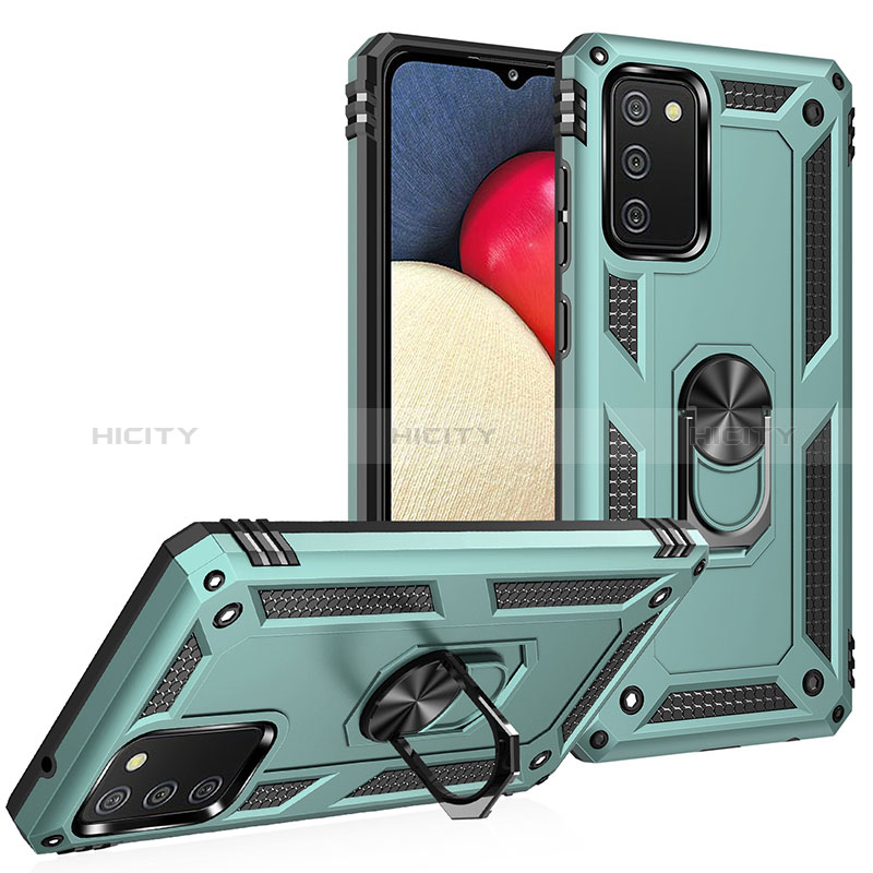 Funda Bumper Silicona y Plastico Mate Carcasa con Magnetico Anillo de dedo Soporte MQ3 para Samsung Galaxy A02s