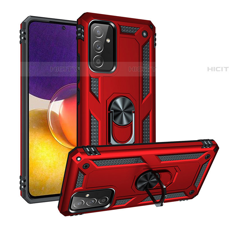 Funda Bumper Silicona y Plastico Mate Carcasa con Magnetico Anillo de dedo Soporte MQ3 para Samsung Galaxy A05s Rojo