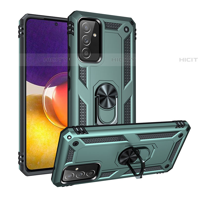 Funda Bumper Silicona y Plastico Mate Carcasa con Magnetico Anillo de dedo Soporte MQ3 para Samsung Galaxy A05s Verde