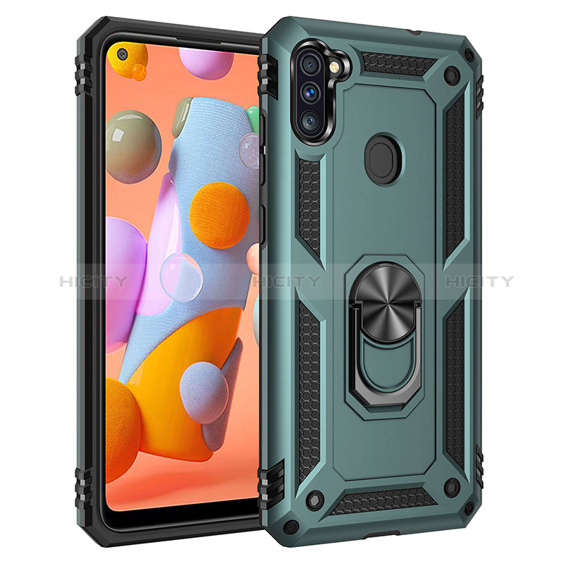 Funda Bumper Silicona y Plastico Mate Carcasa con Magnetico Anillo de dedo Soporte MQ3 para Samsung Galaxy A11