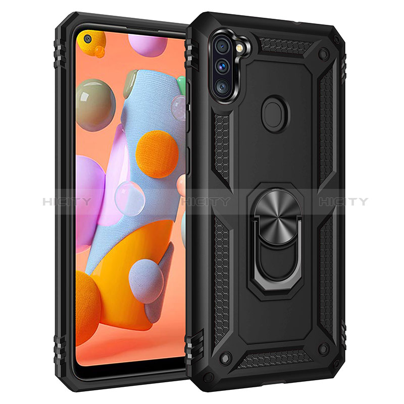 Funda Bumper Silicona y Plastico Mate Carcasa con Magnetico Anillo de dedo Soporte MQ3 para Samsung Galaxy A11