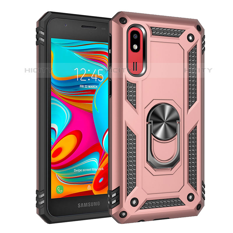 Funda Bumper Silicona y Plastico Mate Carcasa con Magnetico Anillo de dedo Soporte MQ3 para Samsung Galaxy A2 Core A260F A260G