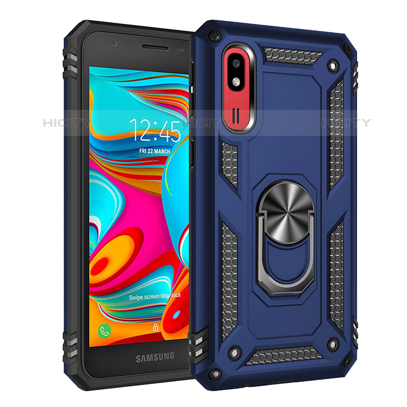 Funda Bumper Silicona y Plastico Mate Carcasa con Magnetico Anillo de dedo Soporte MQ3 para Samsung Galaxy A2 Core A260F A260G