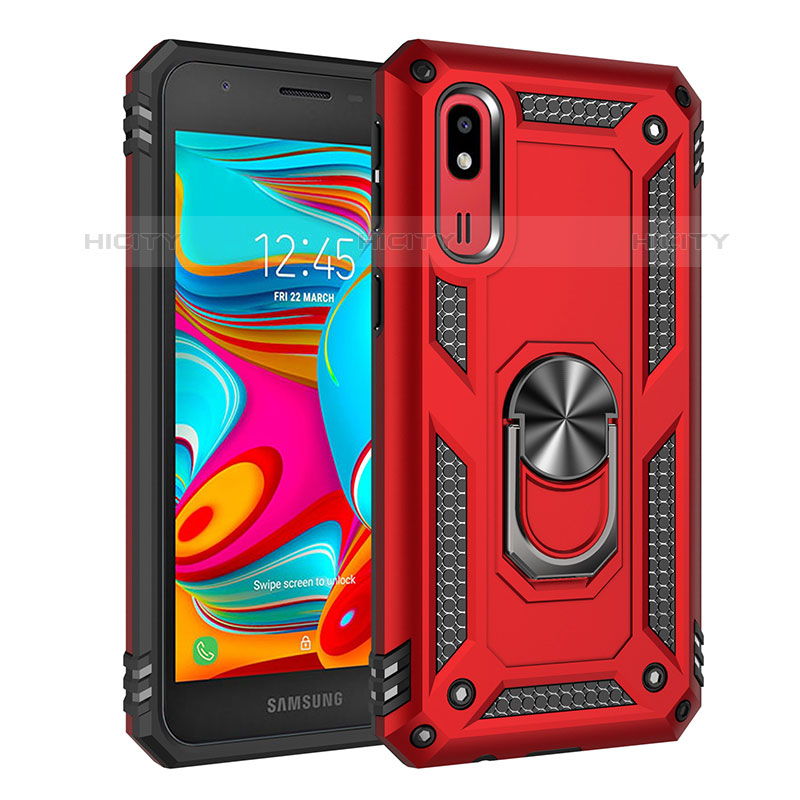 Funda Bumper Silicona y Plastico Mate Carcasa con Magnetico Anillo de dedo Soporte MQ3 para Samsung Galaxy A2 Core A260F A260G