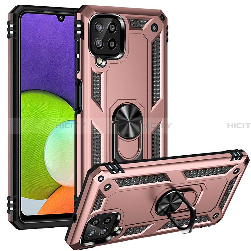 Funda Bumper Silicona y Plastico Mate Carcasa con Magnetico Anillo de dedo Soporte MQ3 para Samsung Galaxy A22 4G